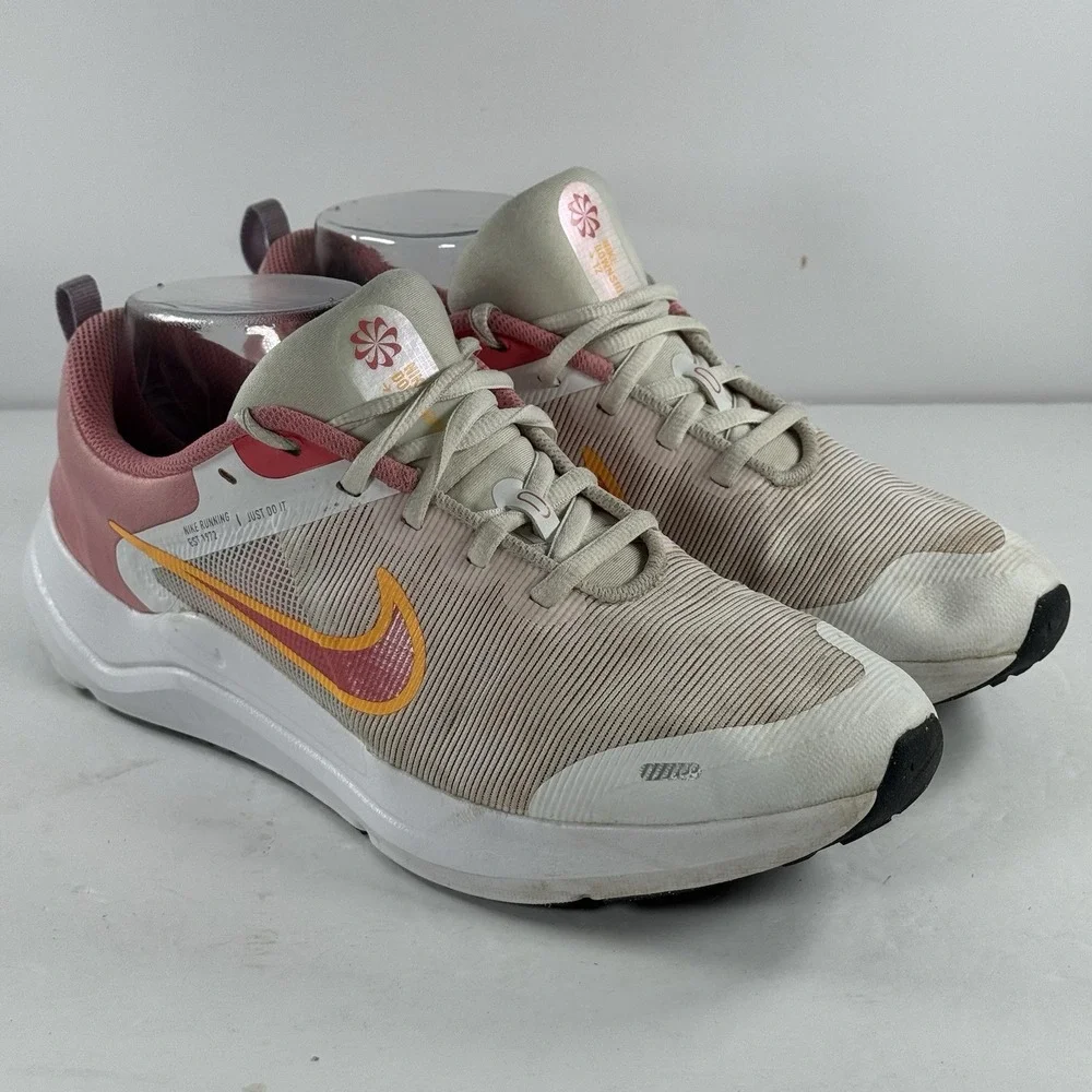 Nike Downshifter 12 Running Shoes White Coral Chalk Orange‎ GS Size 7 DM4194-100